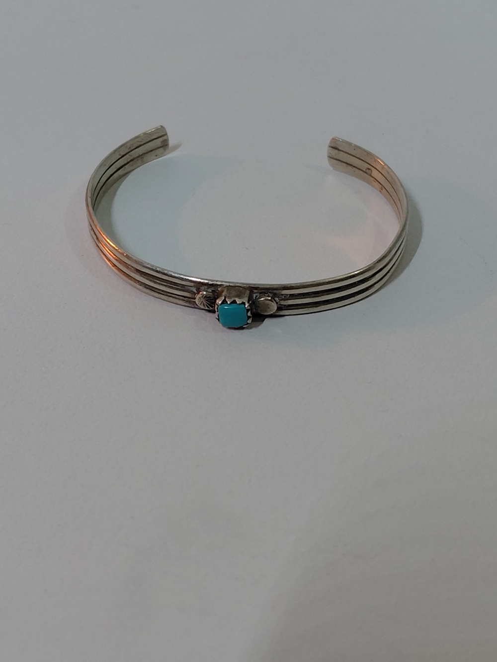 Sterling-Inspired Silver Cuff Bracelet with Turquoise Accent